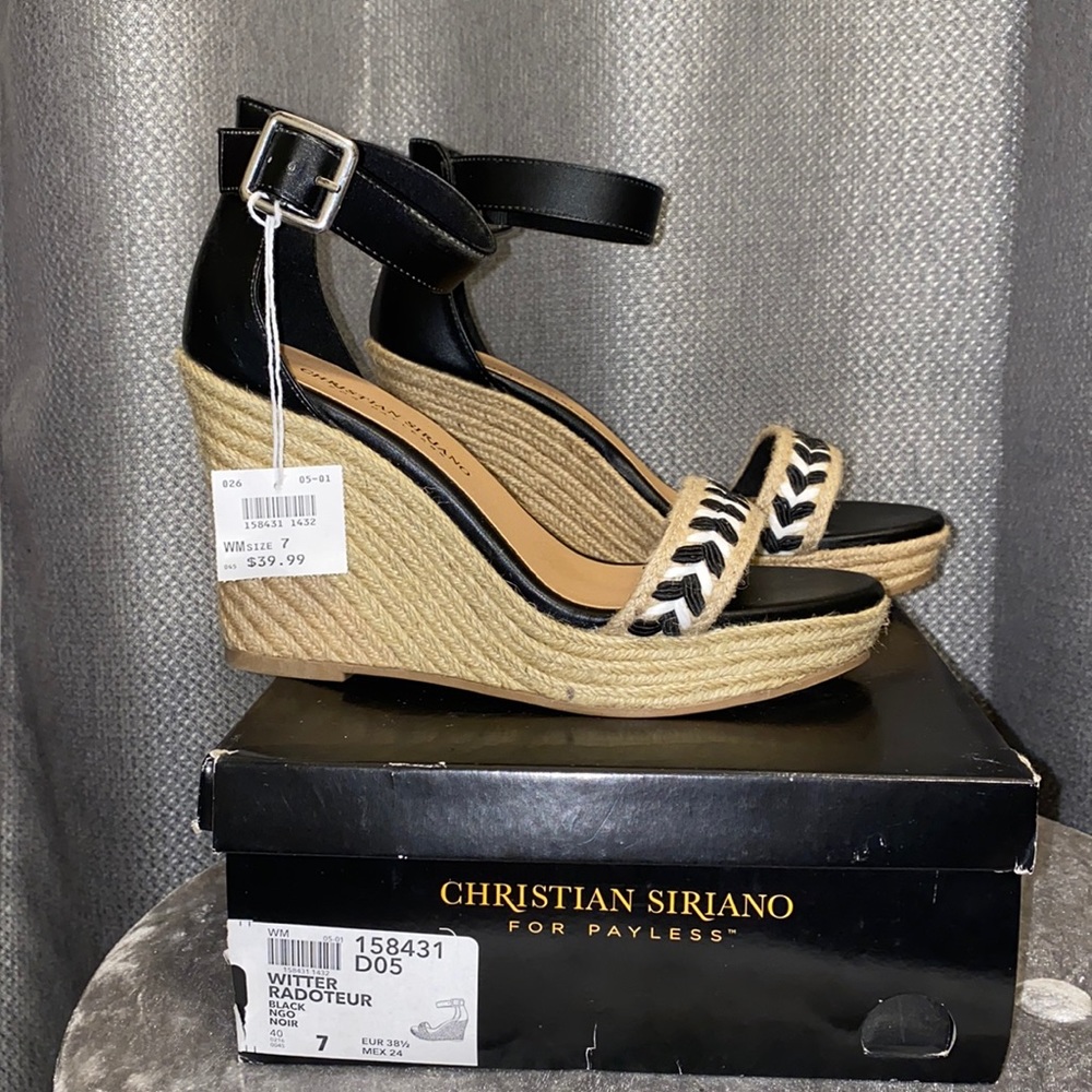 Christian Siriano Black & White Wedges Size 7
